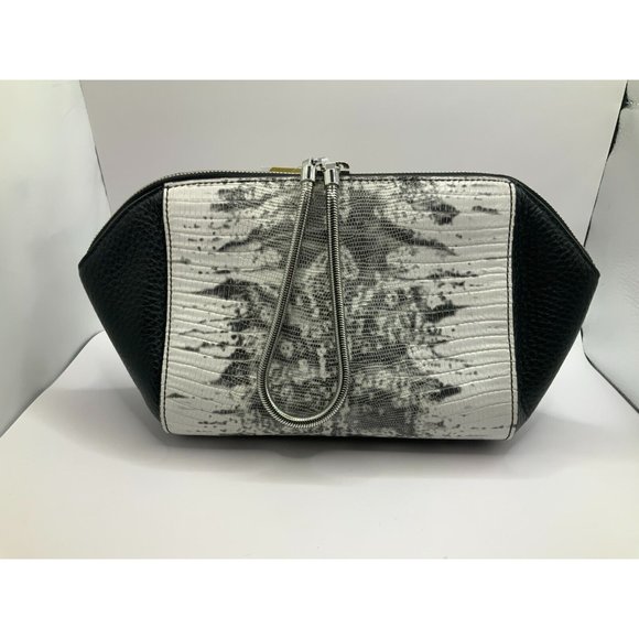Alexander Wang White & Black Snakeskin Leather Embossed Small Clutch Purse - Picture 2 of 8